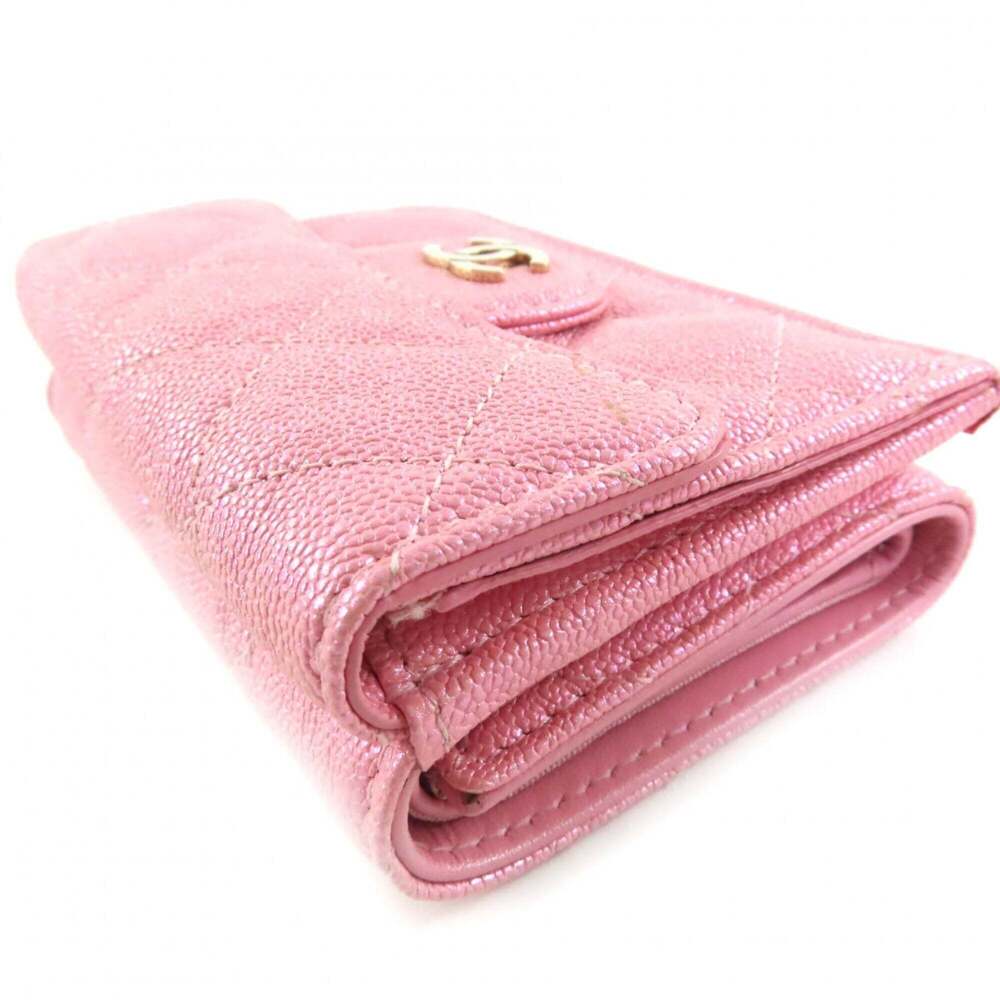 CHANEL Pink Caviar Leather Logo Wallet - Picture 4 of 12
